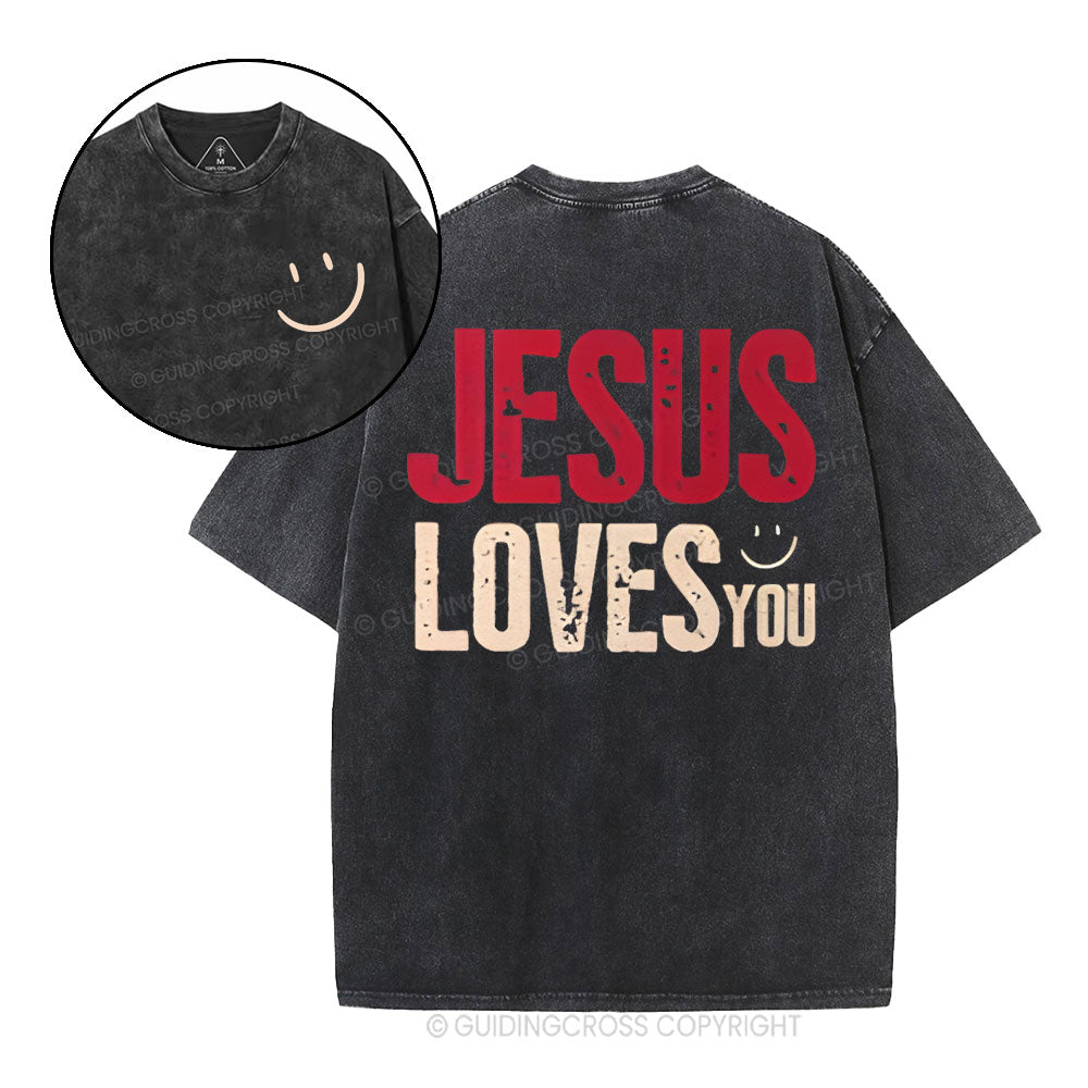 Jesus Loves You Christian Washed T-Shirt