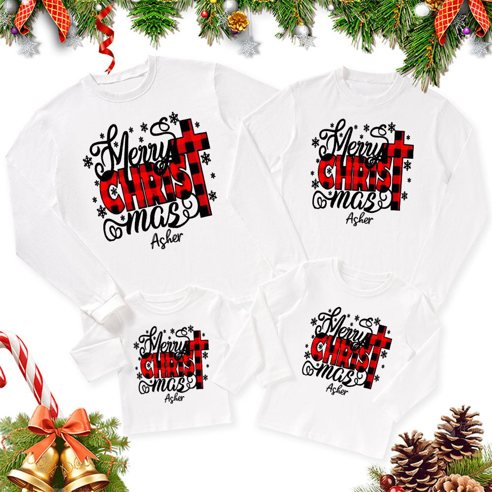 Merry Christ Mas Christmas Family Matching Long Sleeve T-Shirt