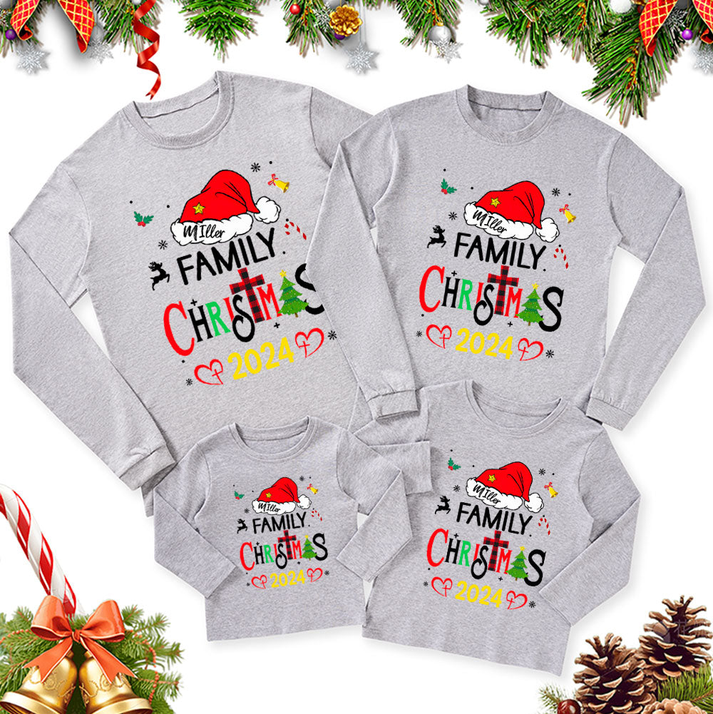 Personalized Family Christmas Family Matching Long Sleeve T-Shirt