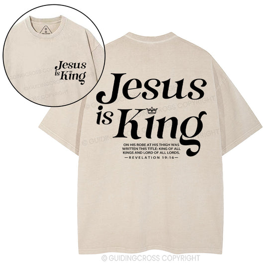 Jesus Is King Christian Washed T-Shirt