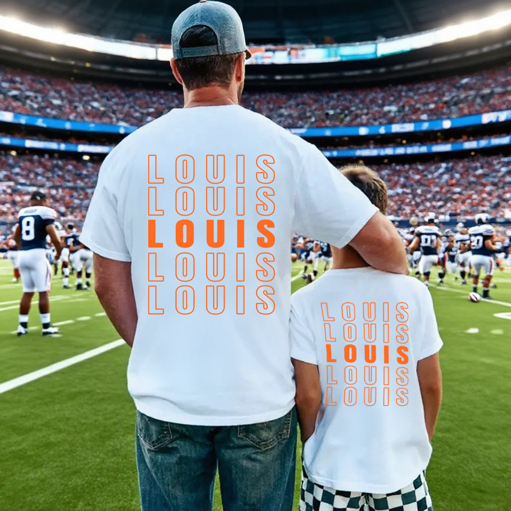 Matching Game Day Tees for Dad & Kids β Custom Football Photo Shirts for Team Spirit!