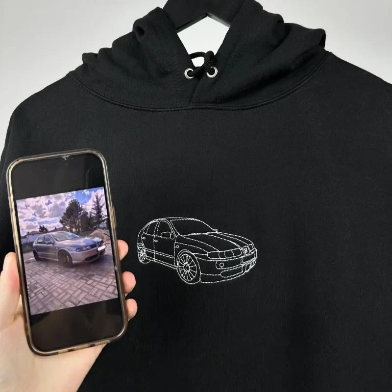Custom Car Embroidered Crewneck & Hoodies – The Perfect Gift for Dad or Husband!