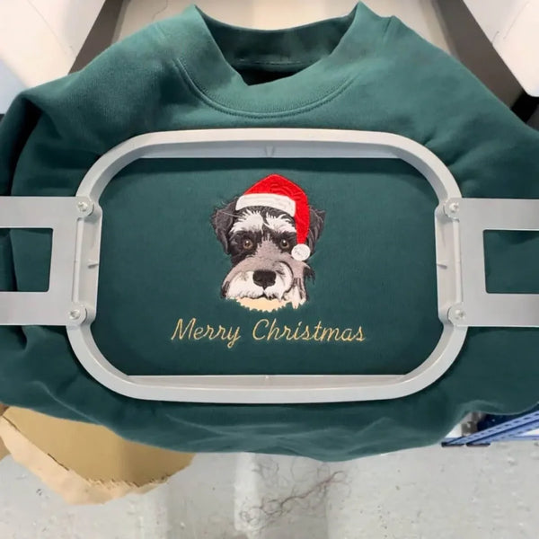 Custom Christmas Hoodie Embroidered Sweatshirt With Pet Portrait | Gifts for Pet Lovers