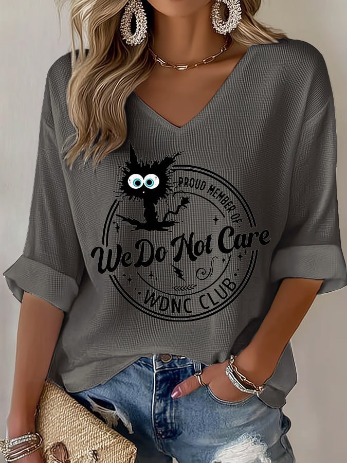 🔥Buy 3 Get 15% Off🔥V-Neck Retro Funny Proud Member Of WDNC Club We Do Not Care Menopause Perimenopause Print T-Shirt