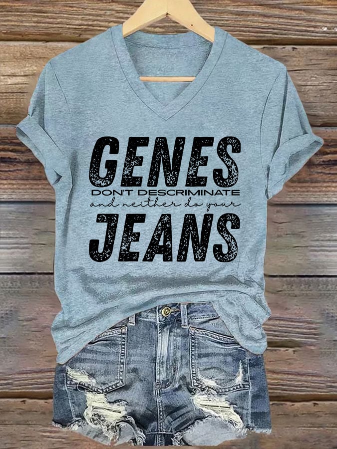 🔥Buy 3 Get 15% Off🔥V-Neck Retro Genes Don't Discriminate And Neither Do Your Jeans Print T-Shirt
