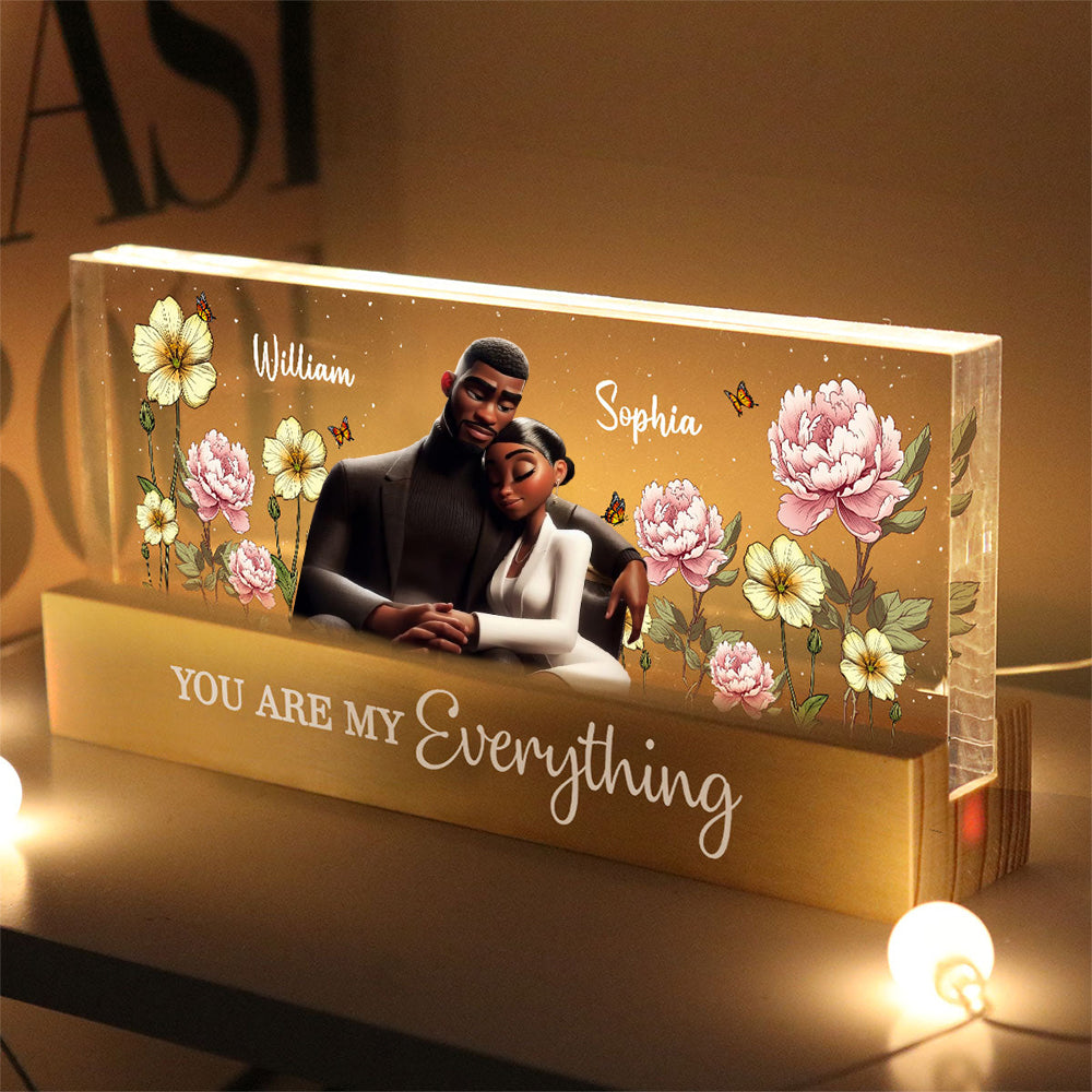 Couple Birth Month Flower Personalized Acrylic Block LED Night Light, Heartfelt 2025 Valentine's Day Gift For Him