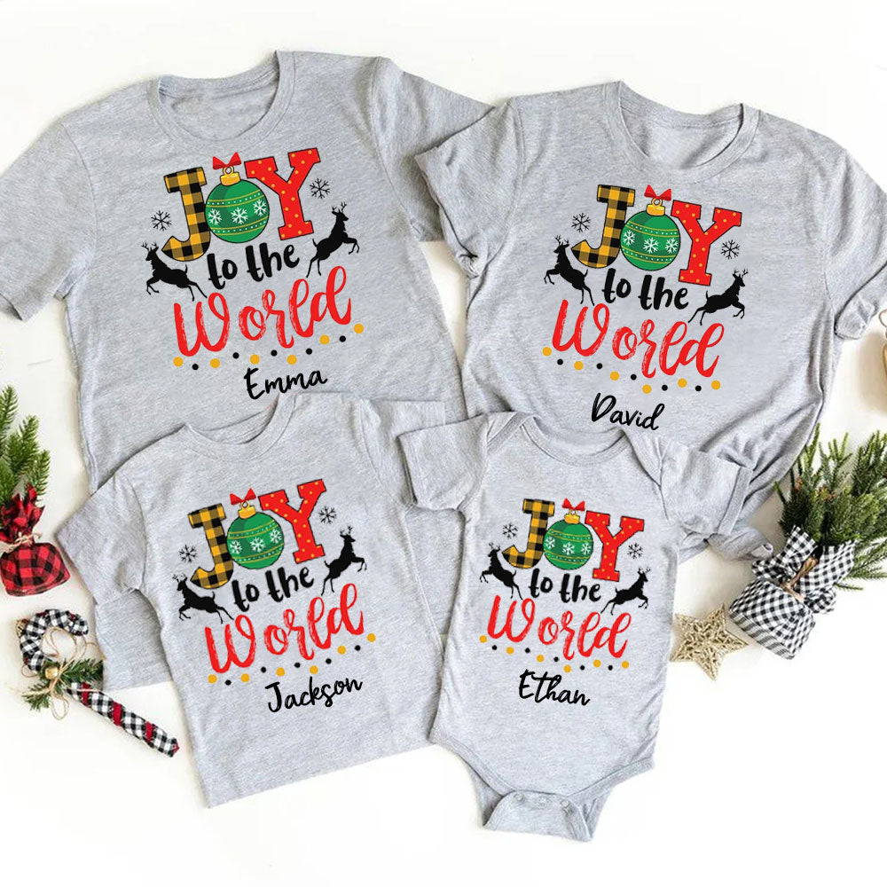 Personalized Joy to the World Christmas Family Matching Shirt
