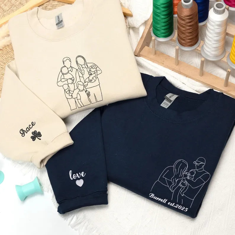 Custom Embroidered Portrait From Photo Hoodie