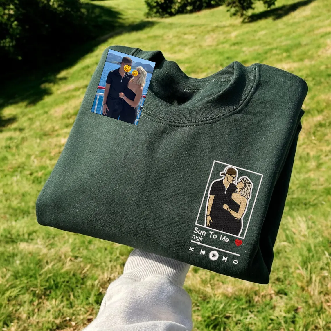 Loversdovey Embroidered Portrait from Photo With Love Song Sweatshirt