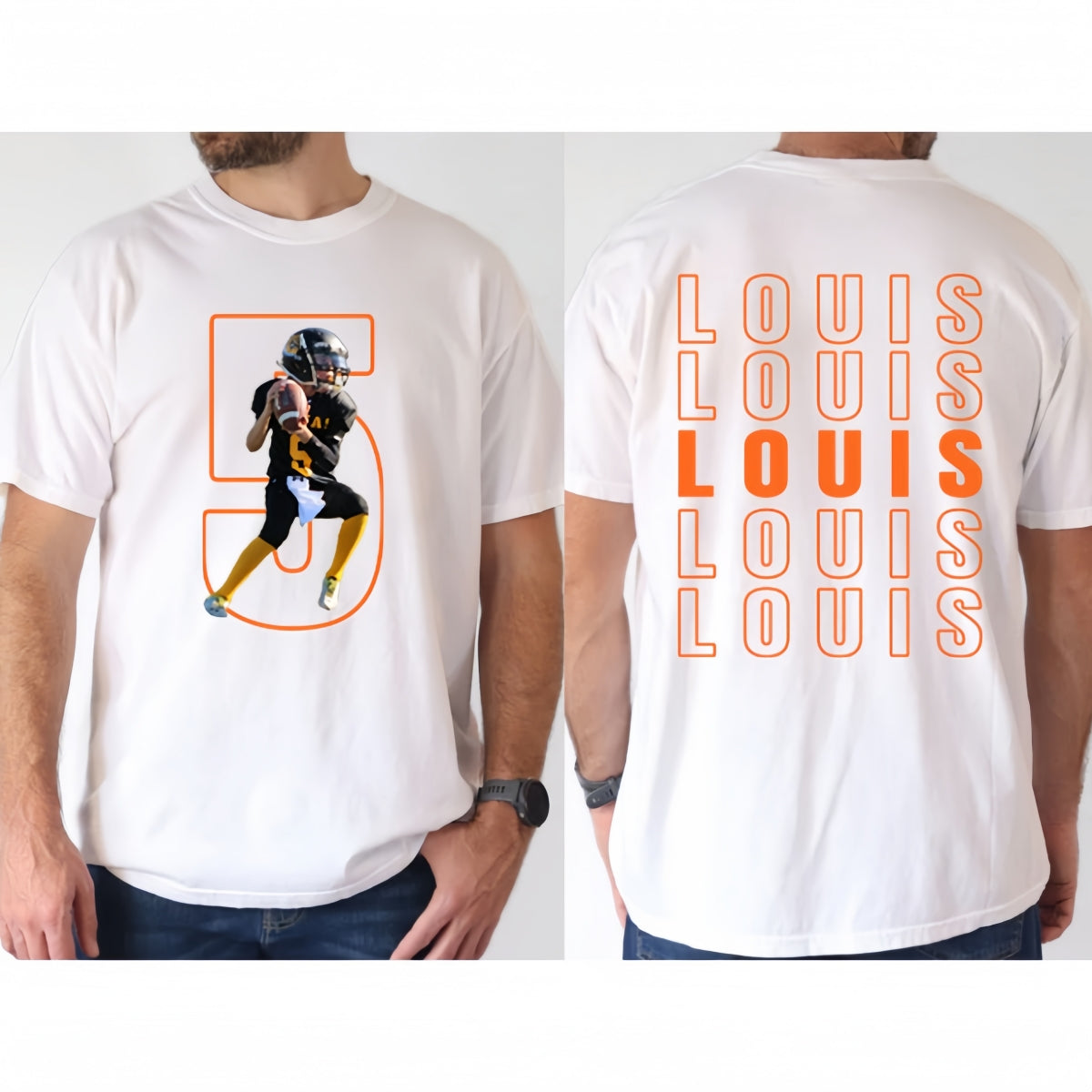 Matching Game Day Tees for Dad & Kids – Custom Football Photo Shirts for Team Spirit!