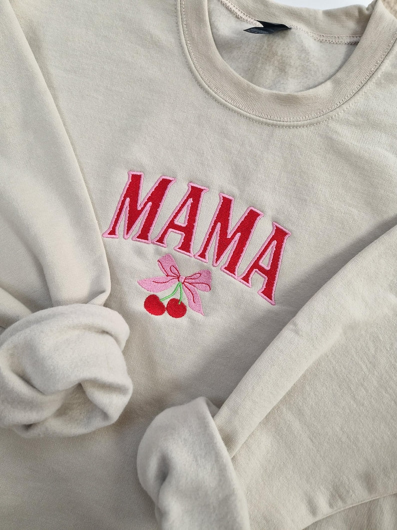 Custom Embroidered Mama Sweatshirt - Mothers day gift - Spring Clothing