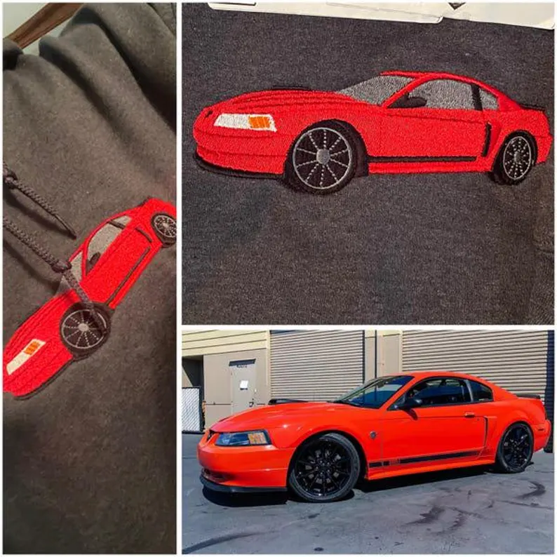 Gifts For Car Lover Custom Embroidered Car Hoodie (Refined Embroidery)