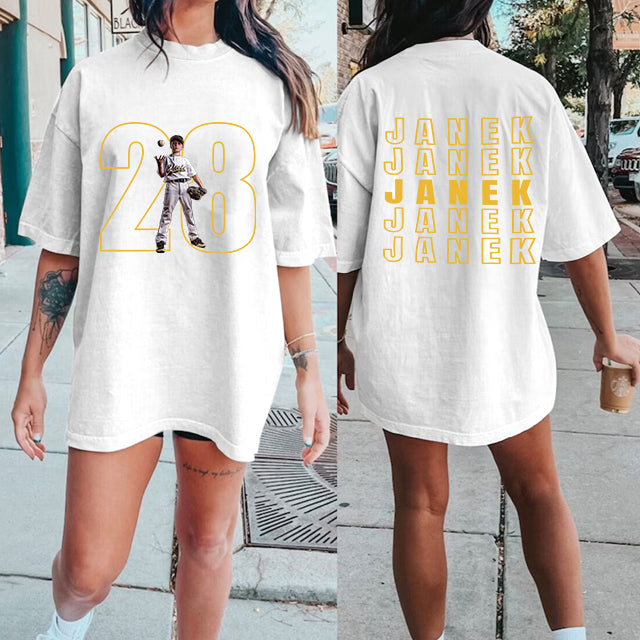 Custom Softball Personalize Cheer Tee- Custom Photo & Number & Name Print Sport Shirt