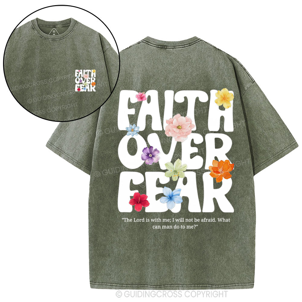 Faith Over Fear Christian Washed T-Shirt
