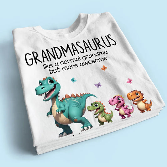 Grandmasaurus And Kids 3D Effect Dinosaurs Personalized Shirt, Mother's Day Gift For Grandma