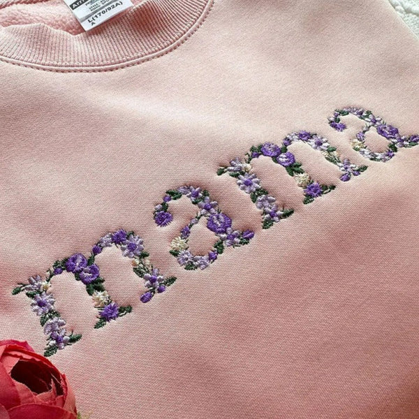 Custom Embroidered Floral Mama Sweatshirt