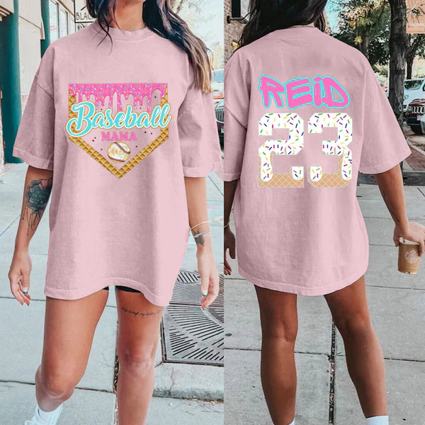 Custom Ice Cream Baseball Sport T-Shirt/Personalize Cute Easter Baseball Sweatshirt