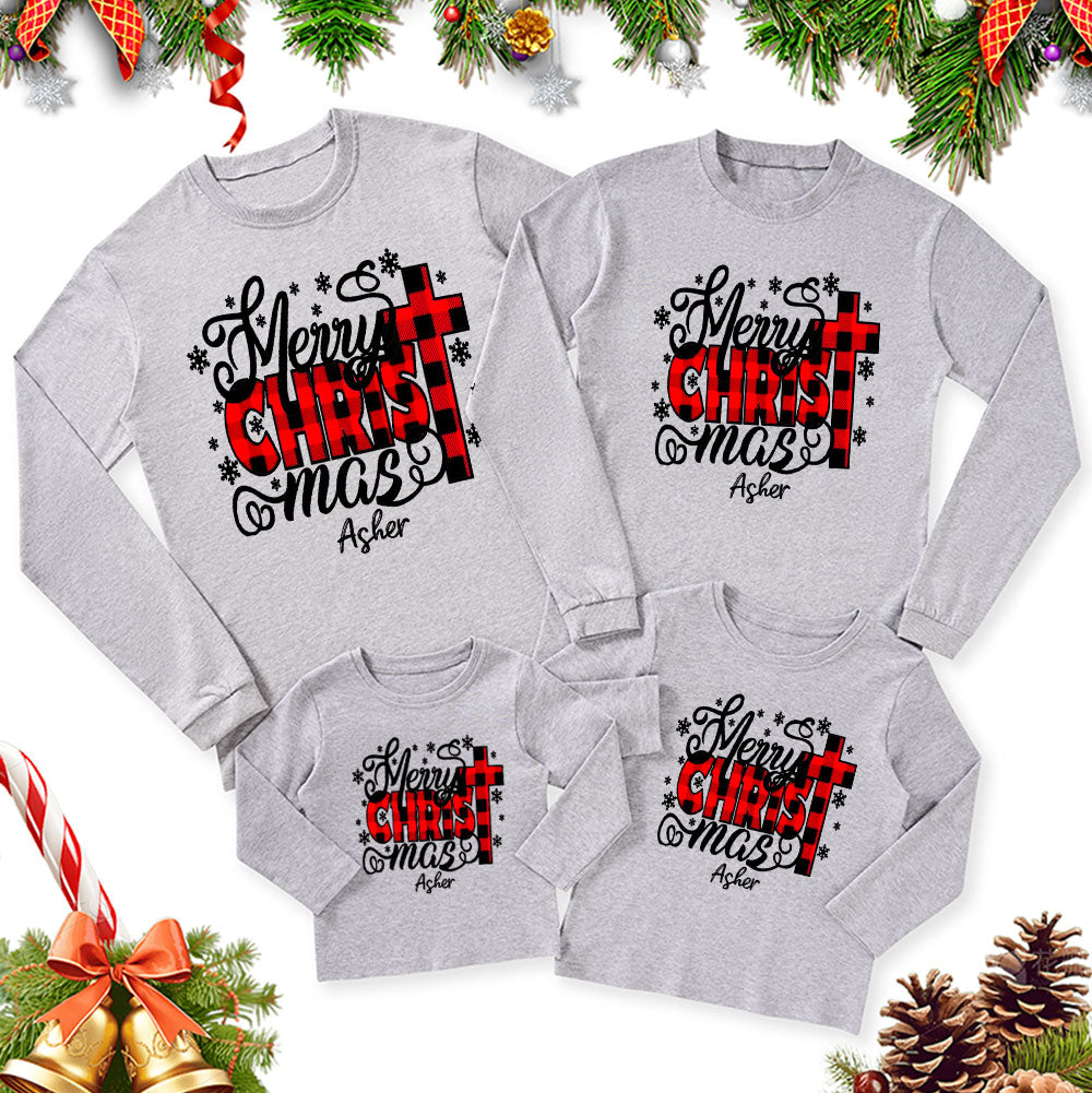 Merry Christ Mas Christmas Family Matching Long Sleeve T-Shirt