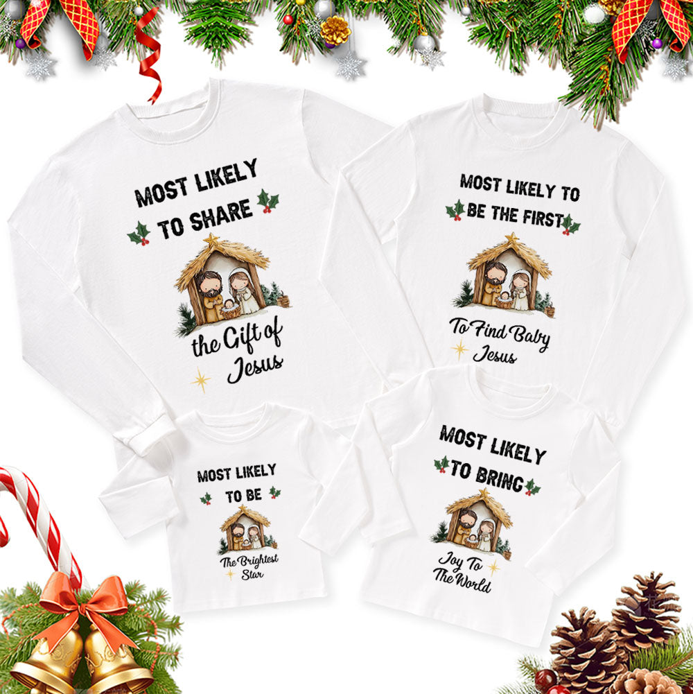 Personalized Most Likely Christmas Family Matching Long Sleeve T-Shirt