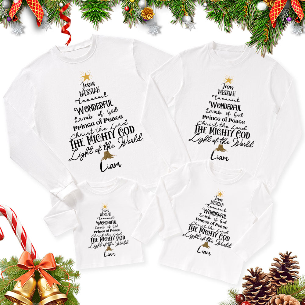 Personalized Name Of Jesus Christmas Family Matching Long Sleeve T-Shirt