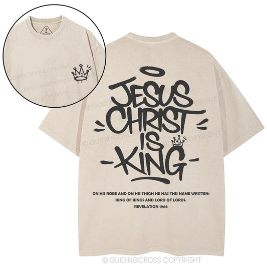 Jesus Christ Is King Christian Washed T-Shirt