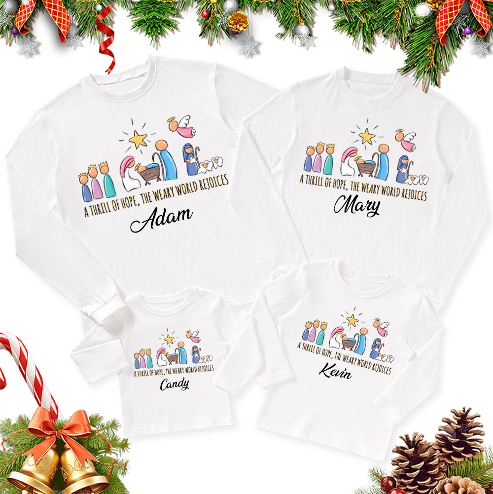 Personalized A Thrill Of Hope Christmas Family Matching Long Sleeve T-Shirt