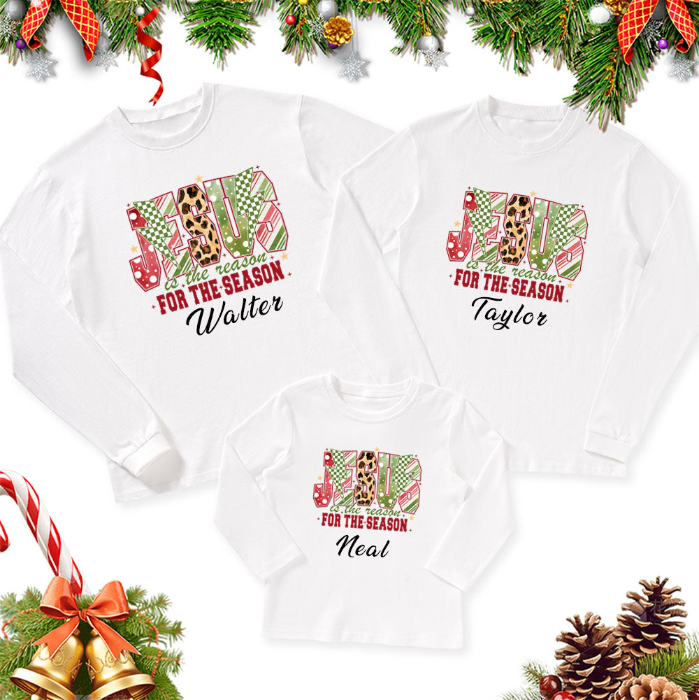 Personalized Jesus Is The Reason Christmas Family Matching Long Sleeve T-Shirt