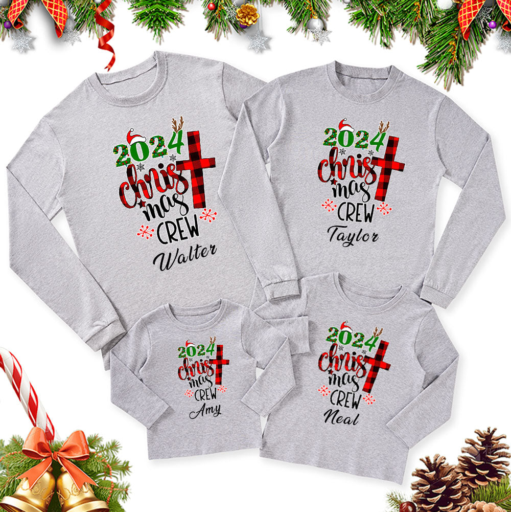 Personalized Christmas Crew Christmas Family Matching Long Sleeve T-Shirt