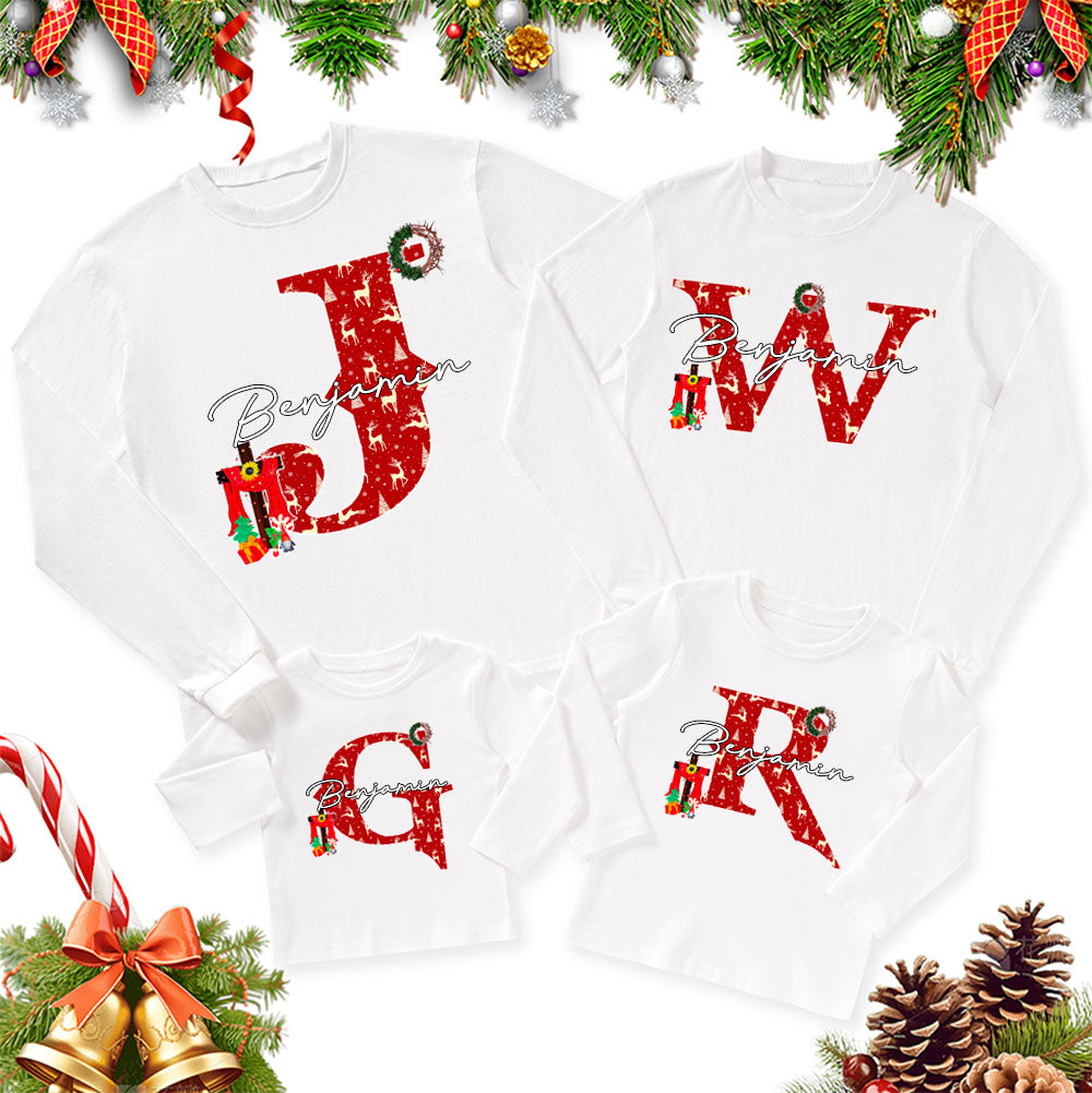 Personalized Name Nativity Christmas Family Matching Long Sleeve T-Shirt