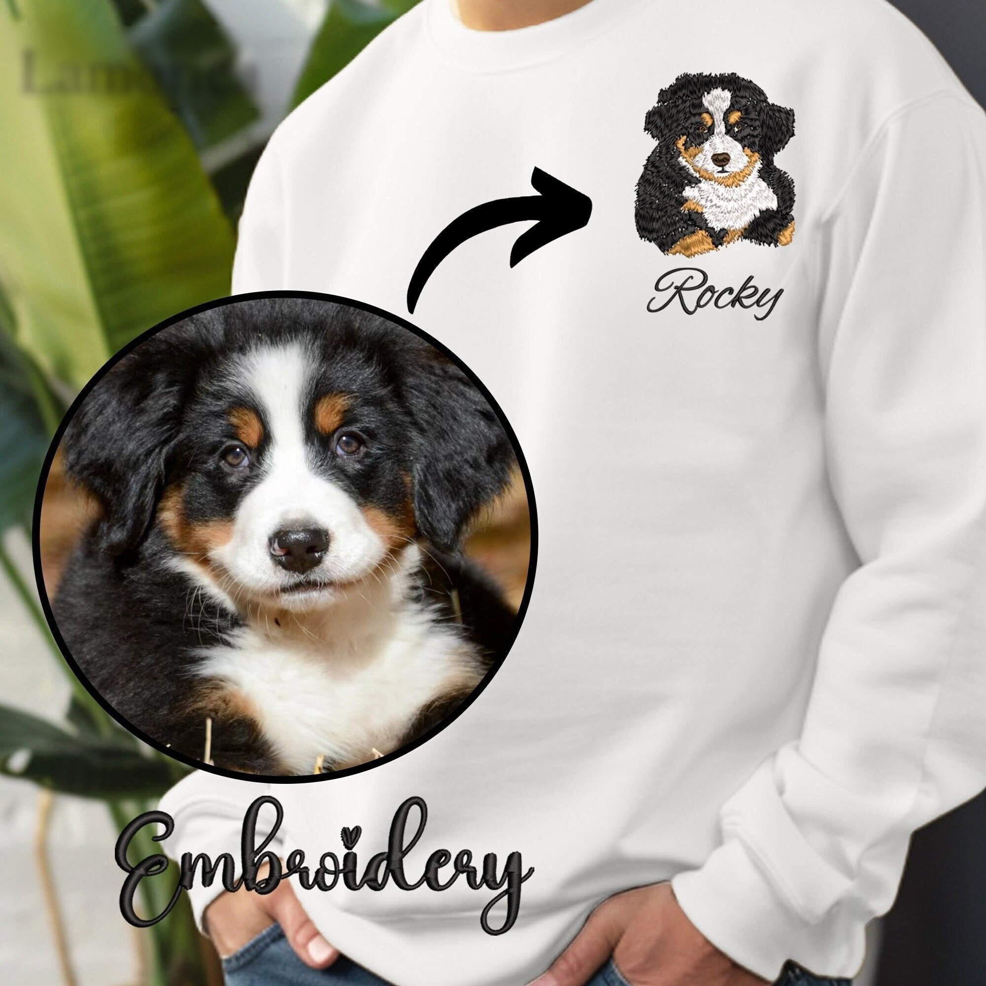 Custom Embroidered Pet Photo Sweatshirt | Dog Mom Sweatshirt