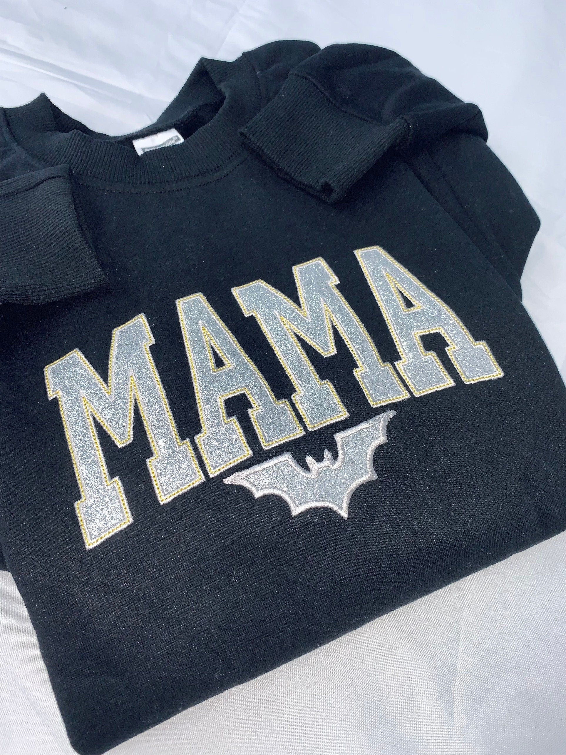 Custom Embroidered Halloween Glitter Applique Mama Sweatshirt | Halloween Gift for Mama