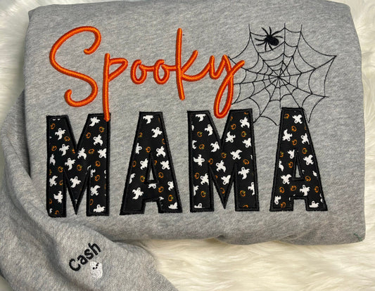Custom Embroidered Halloween Spooky MAMA Sweatshirt for Halloween | Halloween Gift