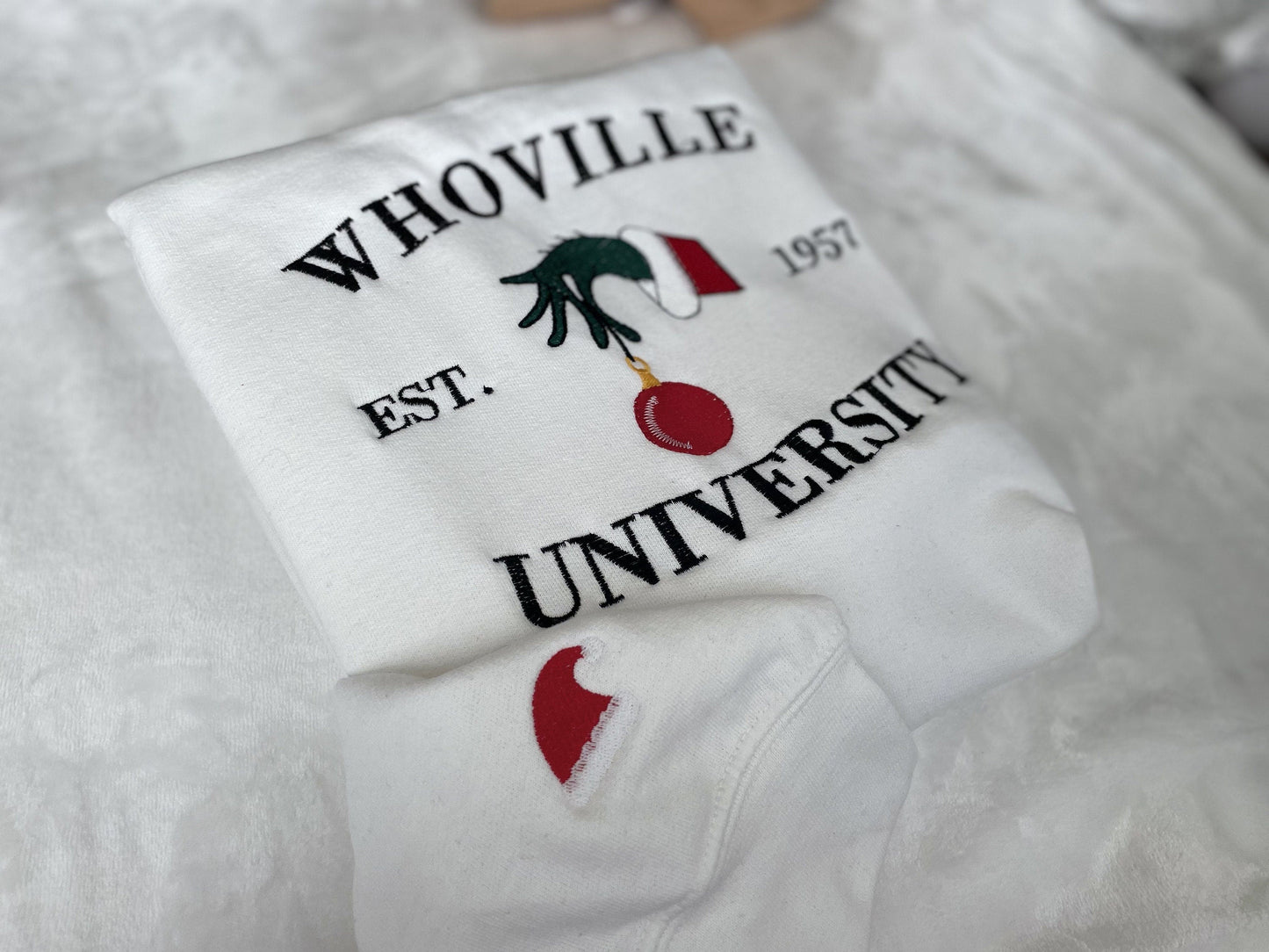 Christmas Whoville University Embroidered Sweatshirt | Christmas Embroidery Sweatshirt