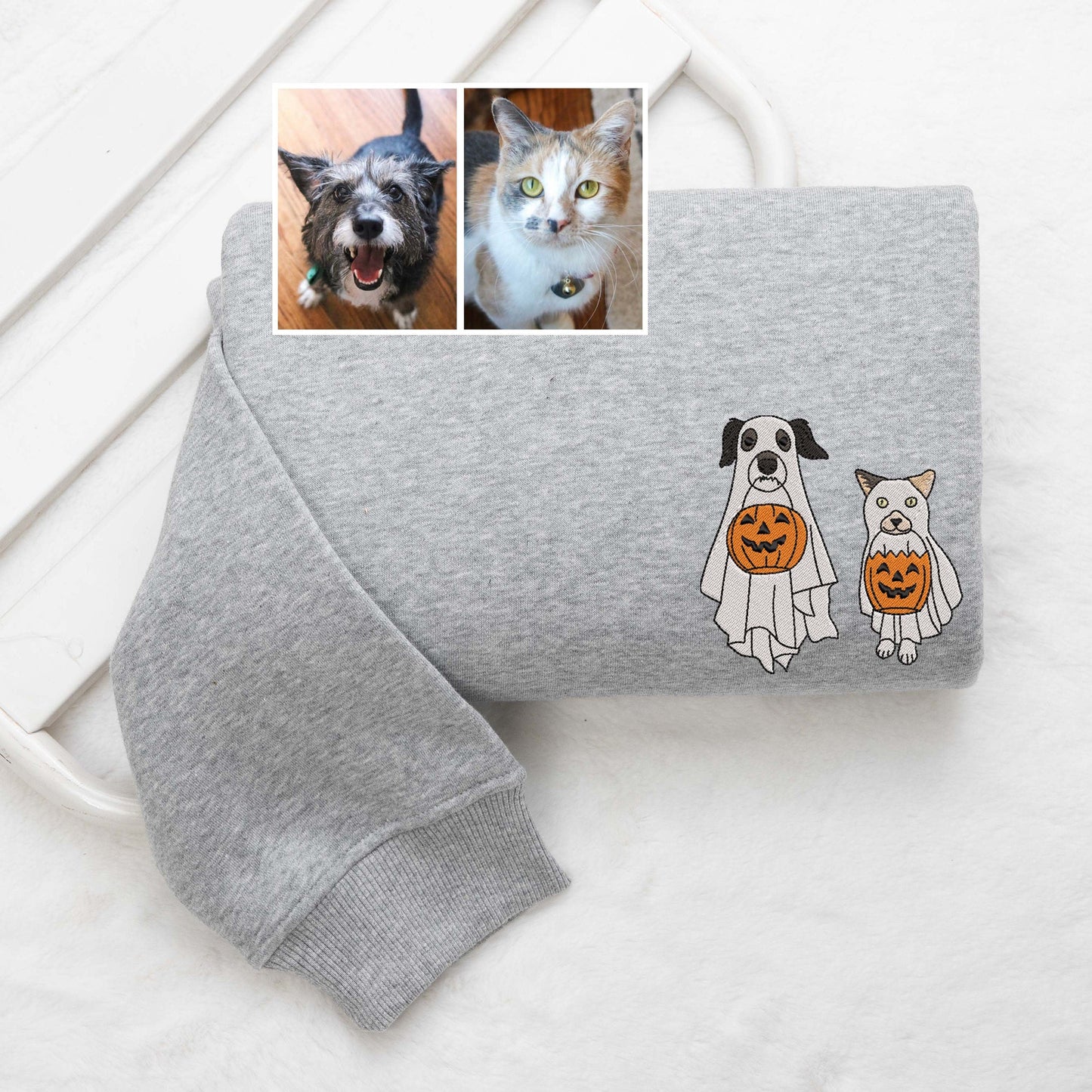 Custom Embroidered Halloween Dog Pumpkin Sweatshirt | Halloween Gift