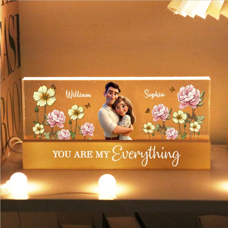 Couple Birth Month Flower Personalized Acrylic Block LED Night Light, Heartfelt 2025 Valentine's Day Gift For Him