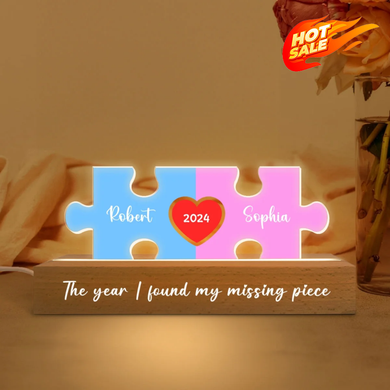 Love Is The Piece That Holds Us Together Couple Name Puzzle LED Night Light