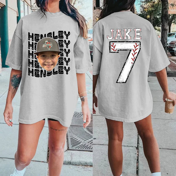 Custom Sports Mom Shirt – Personalized Baseball/Softball/Football/Soccer/Hockey Photo Tee
