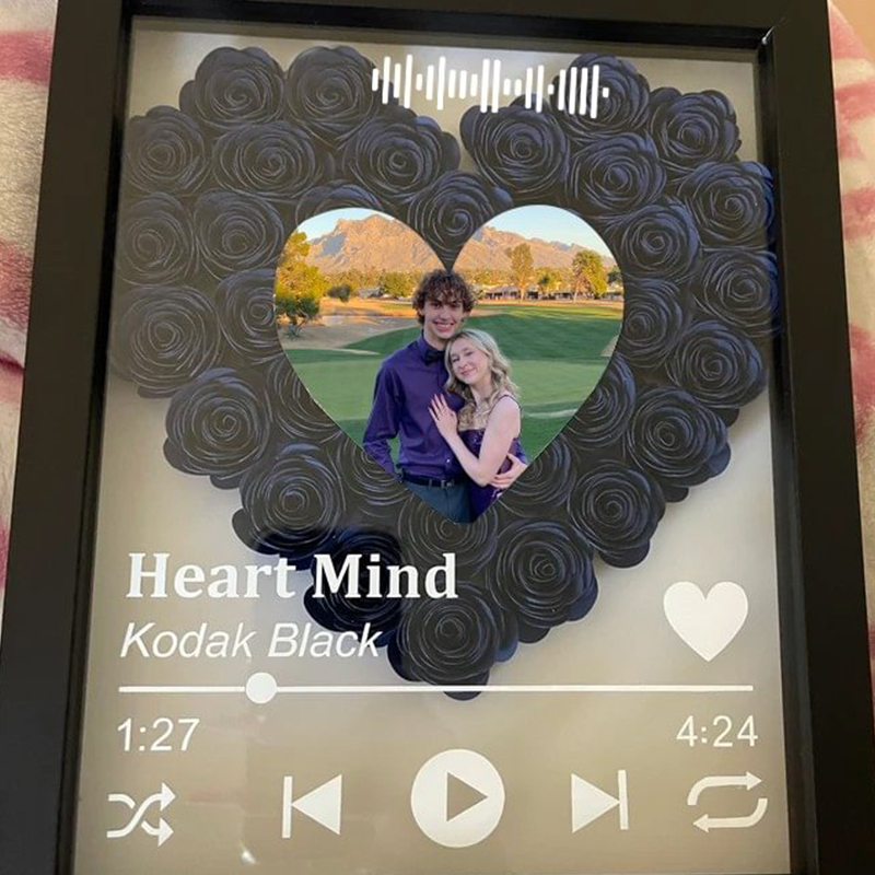 Personalized Flower Shadow Box With Couple Photo For Valentine's Day