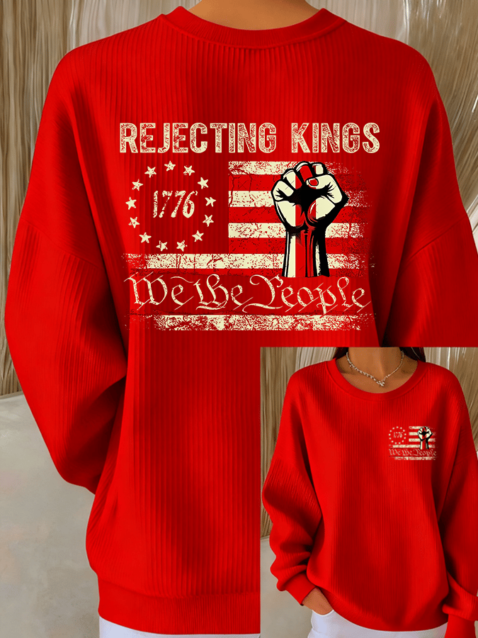 🔥Buy 3 Get 15% Off🔥Women's FDT Print Knit Crew Neck Long Sleeve Top