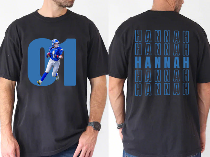 Matching Game Day Tees for Dad & Kids – Custom Football Photo Shirts for Team Spirit!