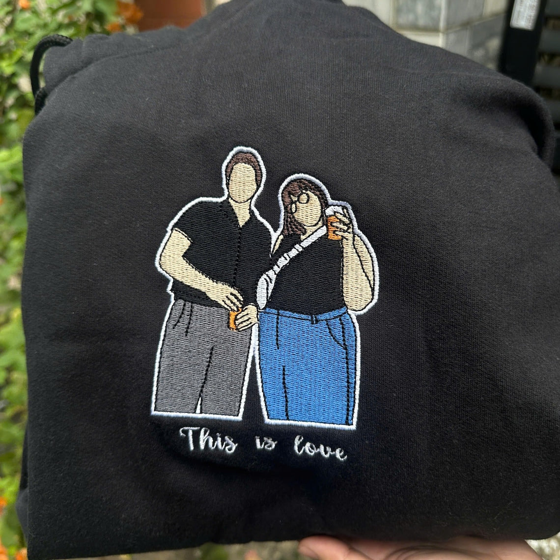 Couple Embroidered Sweatshirts Embroidered Portrait Sweatshirt Couple Portrait Sweatshirt Couple Gift Custom Photo And Text Shirt