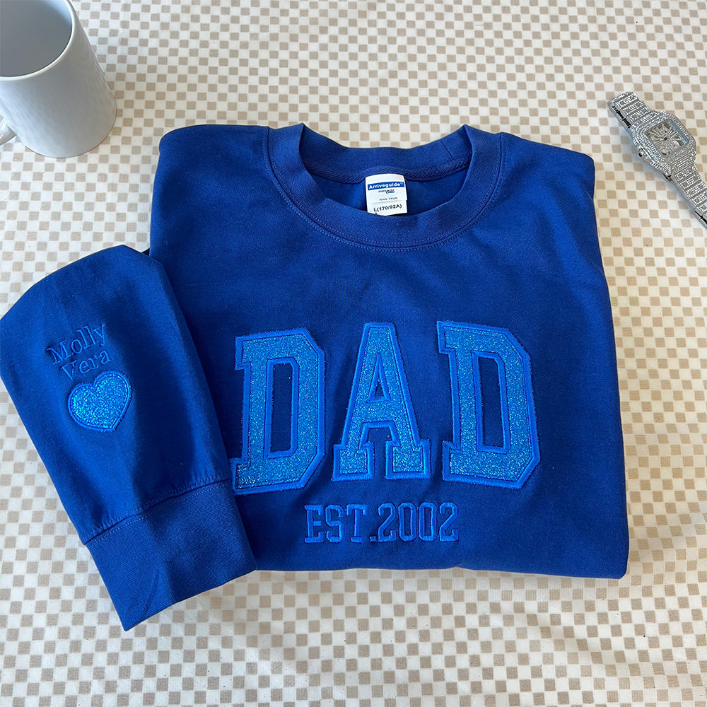 Custom Embroidered Sweatshirt With Your Child's Name And Heart On The Sleeve As A Mother’s/Father's Day Gift
