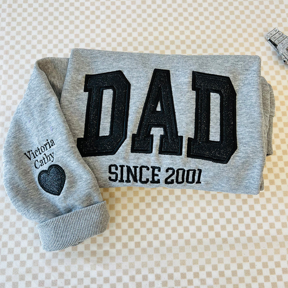 Custom Embroidered Sweatshirt With Your Child's Name And Heart On The Sleeve As A Mother’s/Father's Day Gift