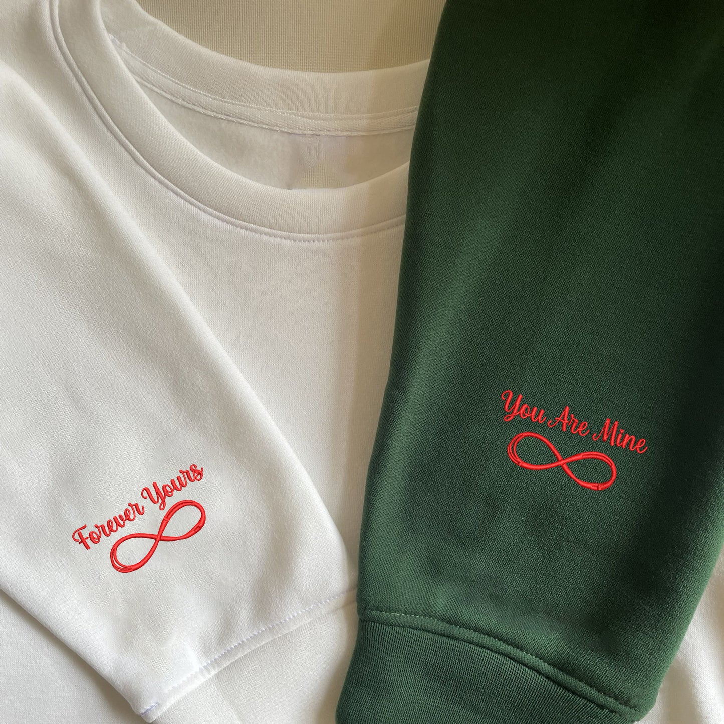 Heart and Puzzle with Roman Numeral Embroidered Matching Couple Sweatshirt