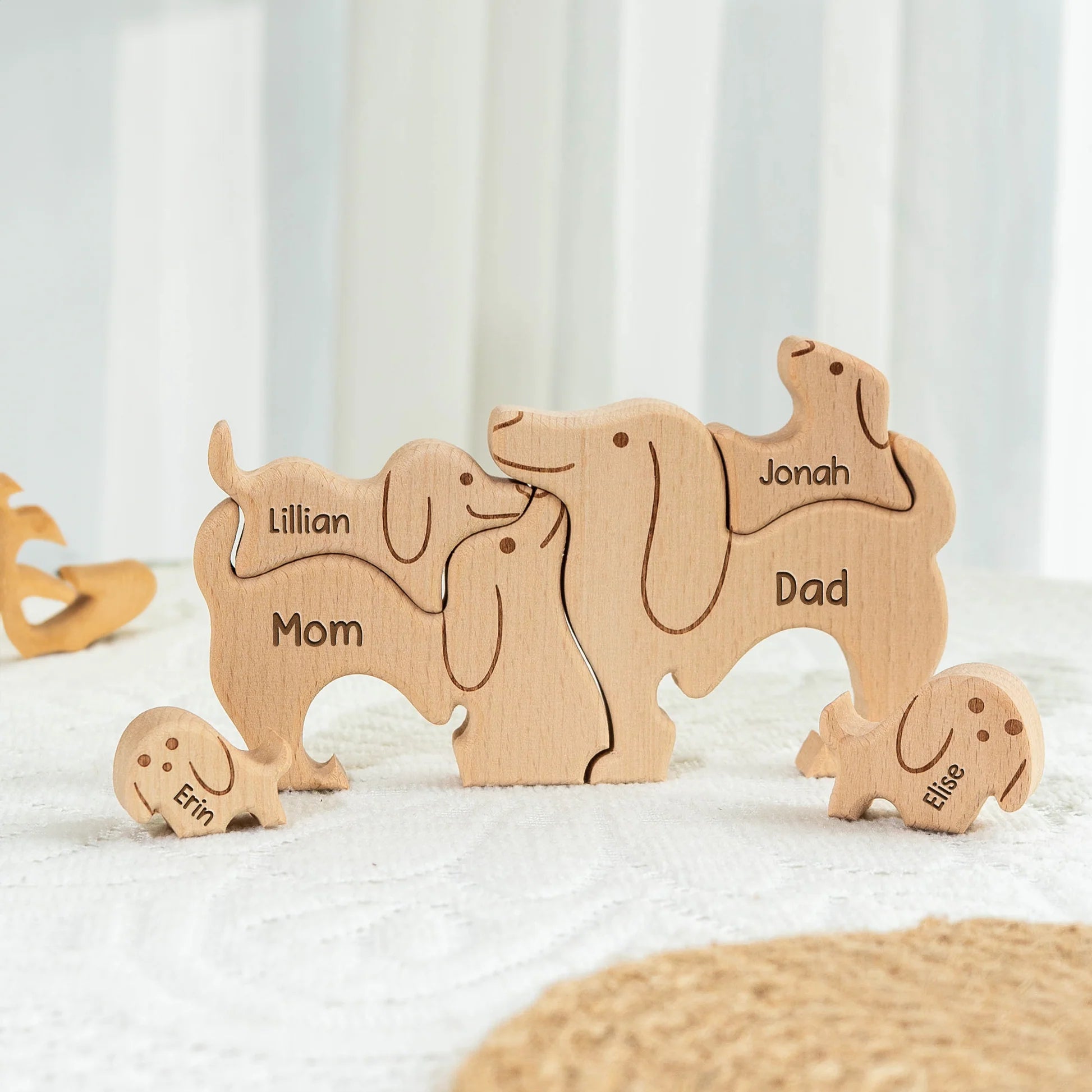 Dog Family - Personalized Wooden Dog Family Puzzle