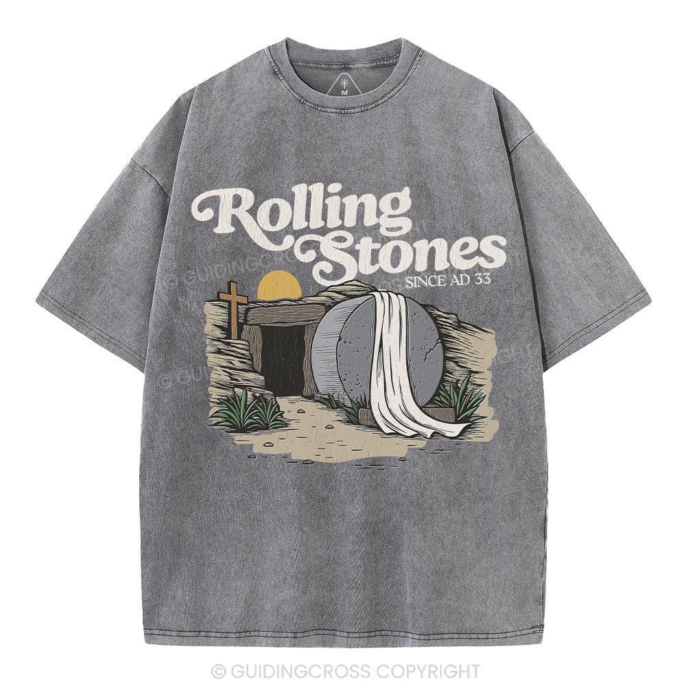 The Stone Was Rolled Away Christian Washed T-Shirt