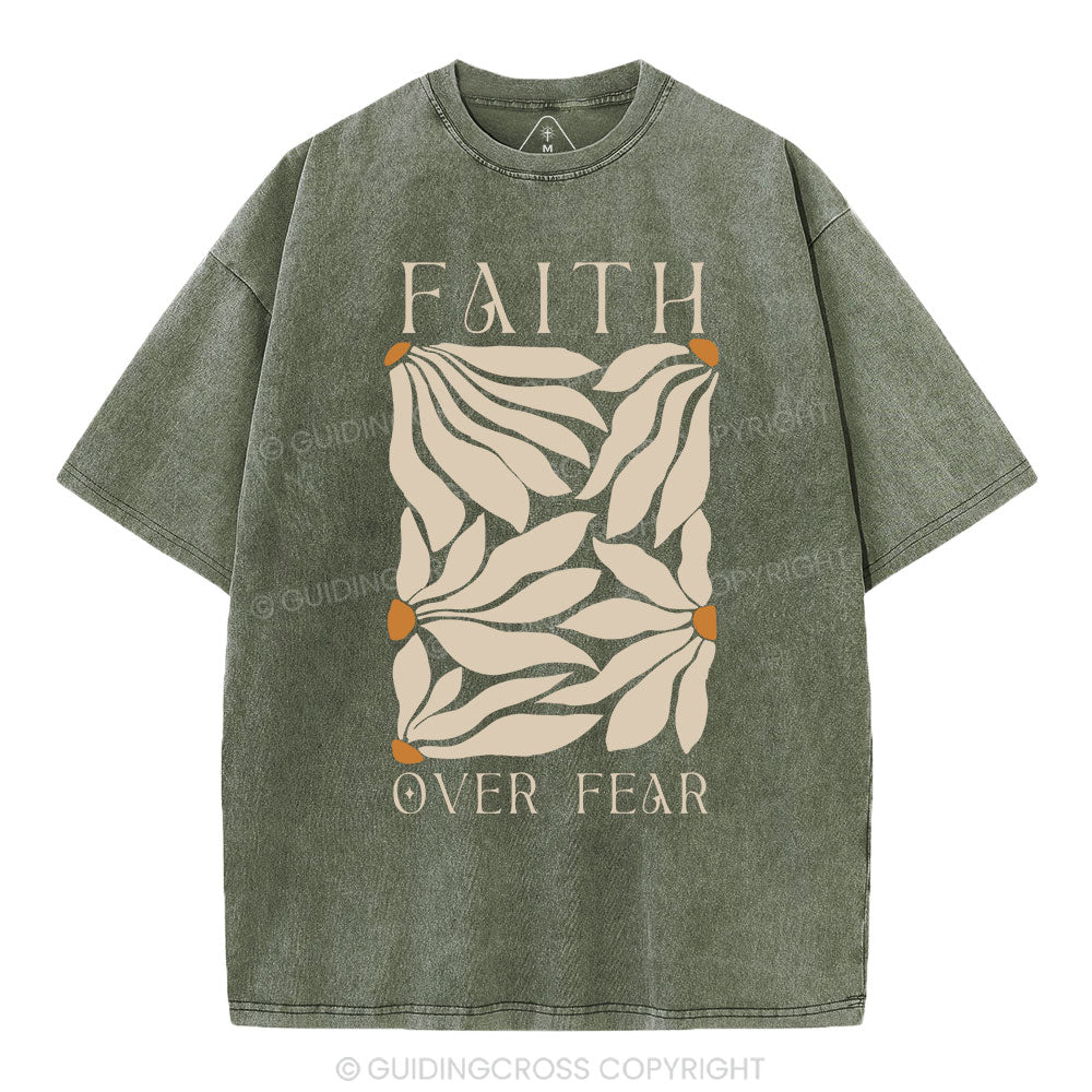 Faith Over Fear Christian Washed T-Shirt