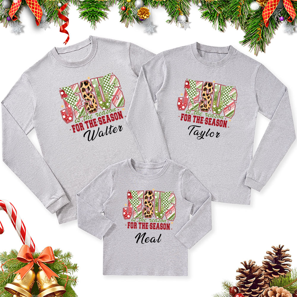 Personalized Jesus Is The Reason Christmas Family Matching Long Sleeve T-Shirt