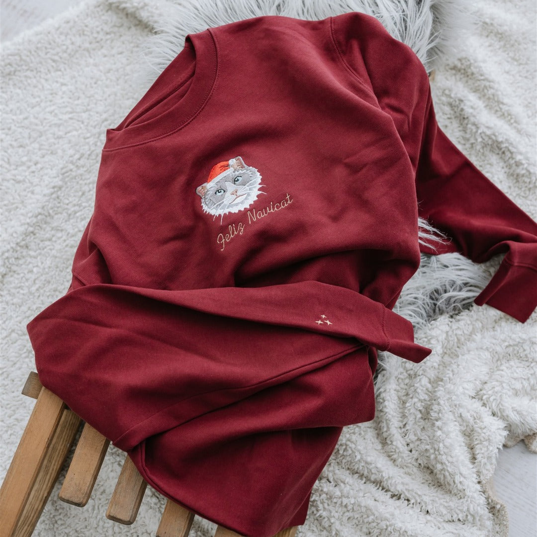 Custom Embroidered Christmas Custom Embroidered Sweatshirt With Pet Portrait