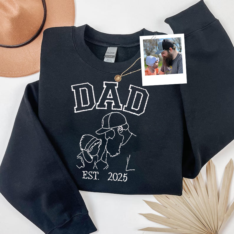 Personalized Dad & Me Sweatshirt - Custom Photo Embroidery with Year & Nickname - Best Father's Day Gift